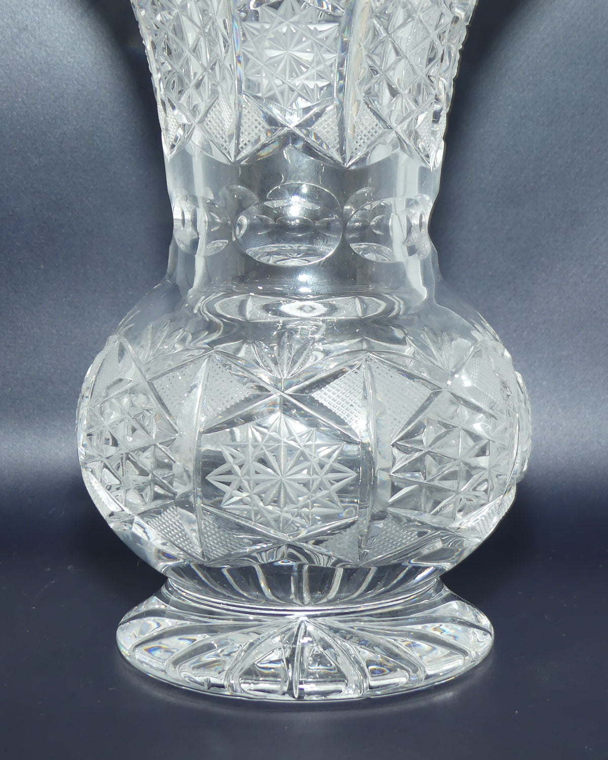 Superb waisted Trumpet shape Brilliant Cut Crystal vase | 26cm tall