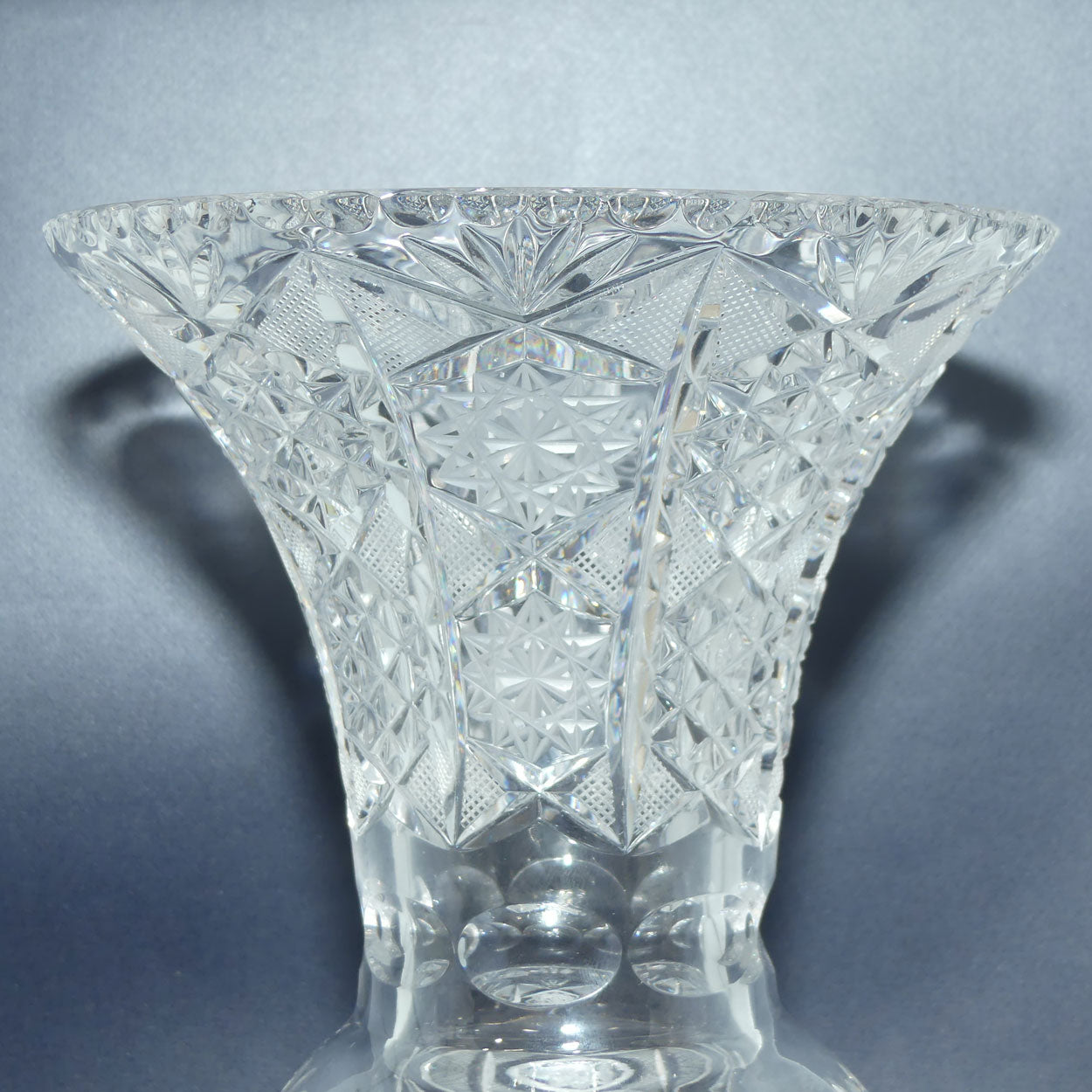 Superb waisted Trumpet shape Brilliant Cut Crystal vase | 26cm tall