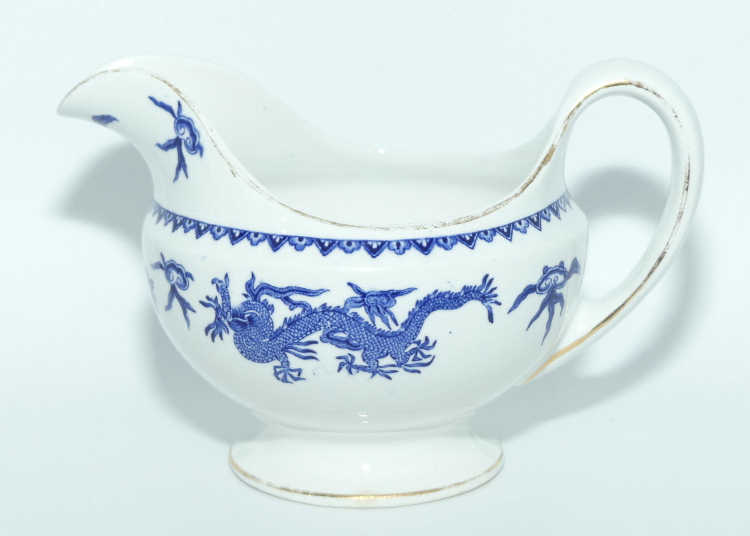 Pountney and Co Bristol Blue and White gravy boat and underplate