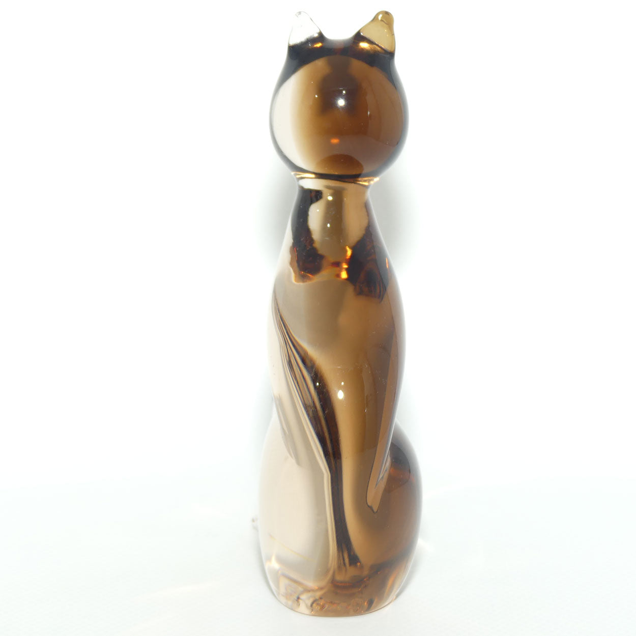 Murano Glass Smoky Brown and Clear Cat figure