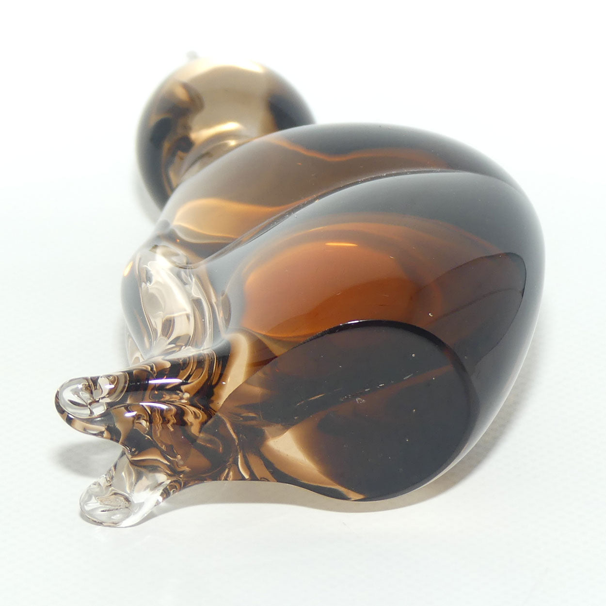 Murano Glass Smoky Brown and Clear Cat figure