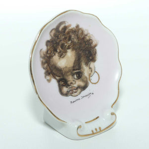 Brownie Downing Young Girl with Earring miniature plaque | Shell Pink