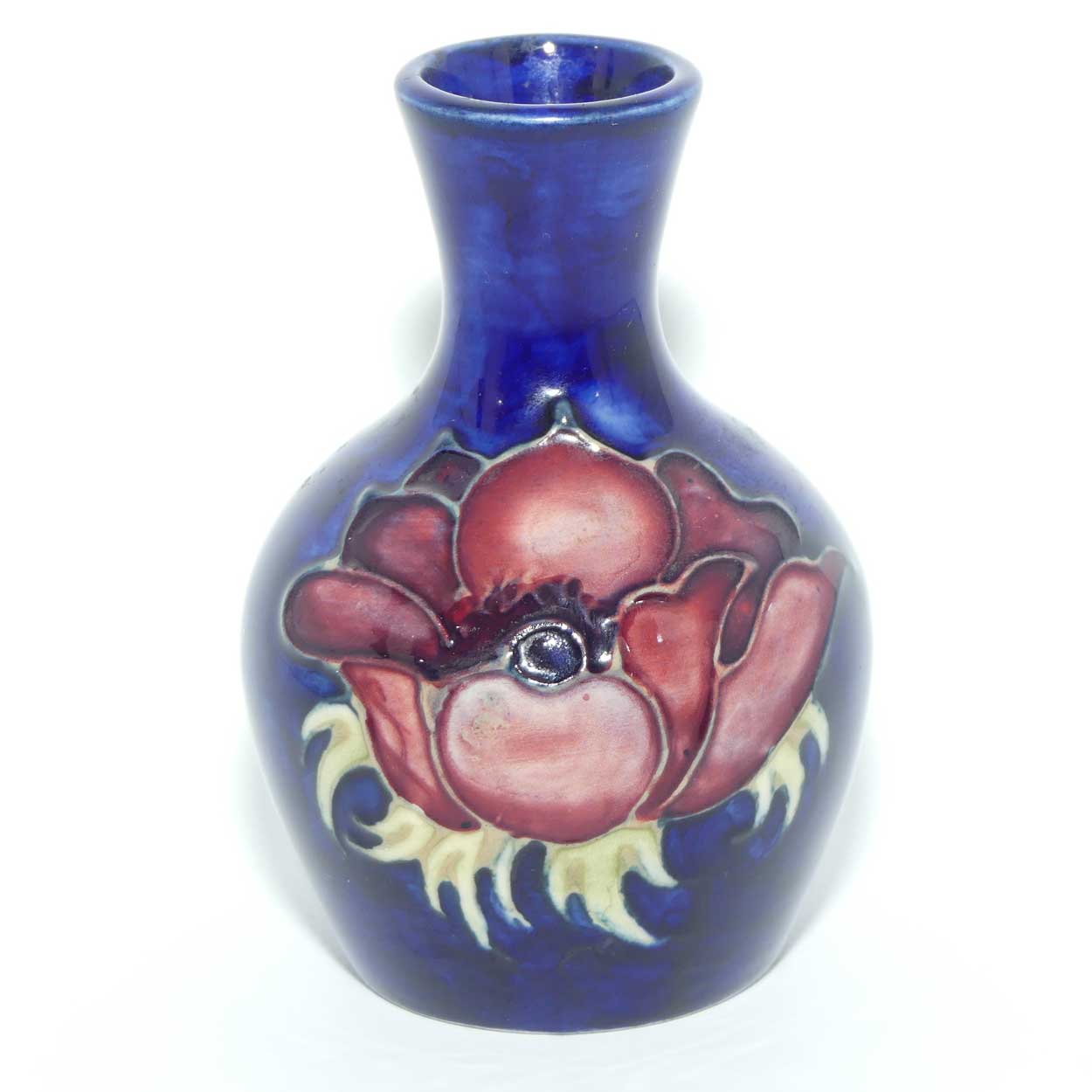 Walter Moorcroft Anemone on Blue ground bud vase