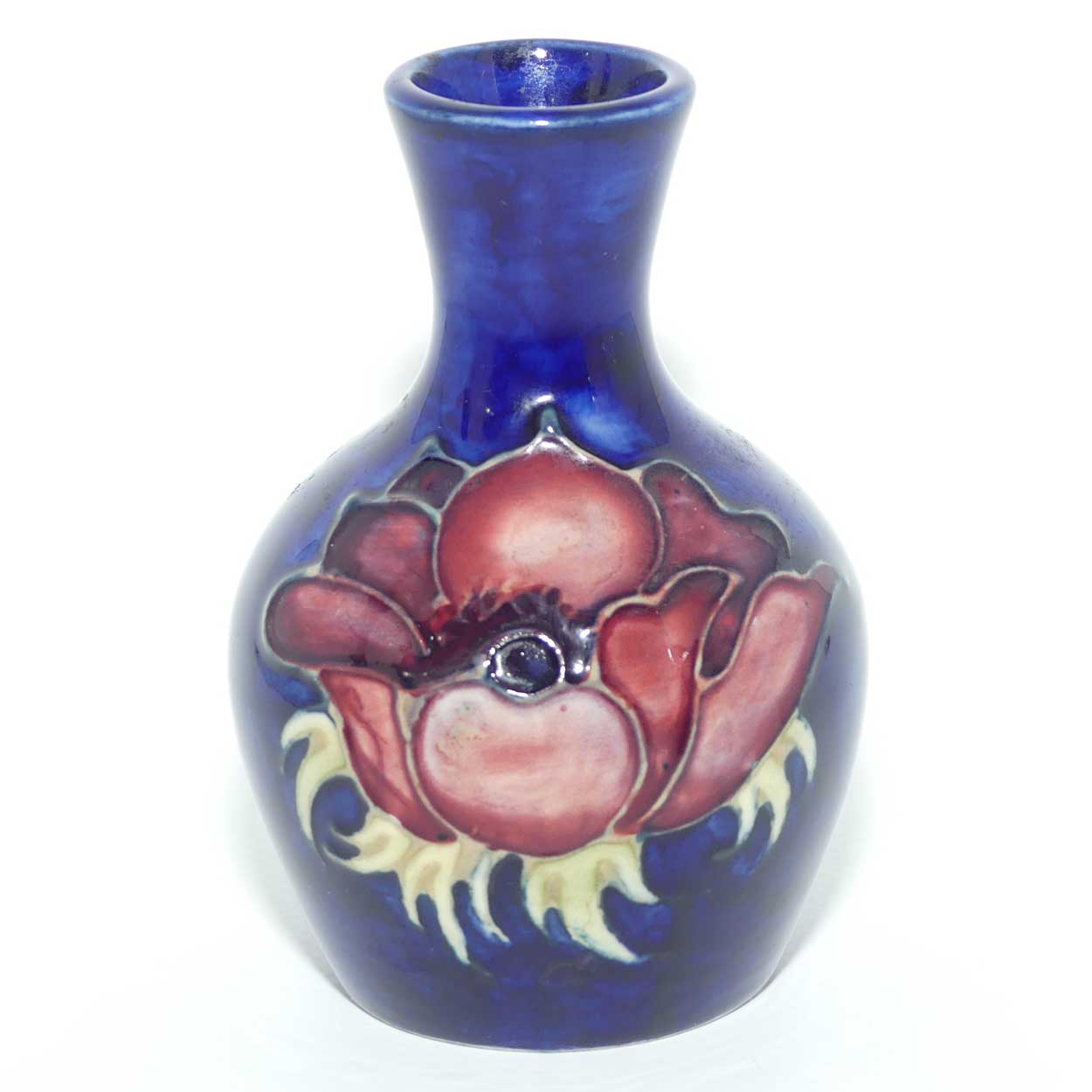 Walter Moorcroft Anemone on Blue ground bud vase