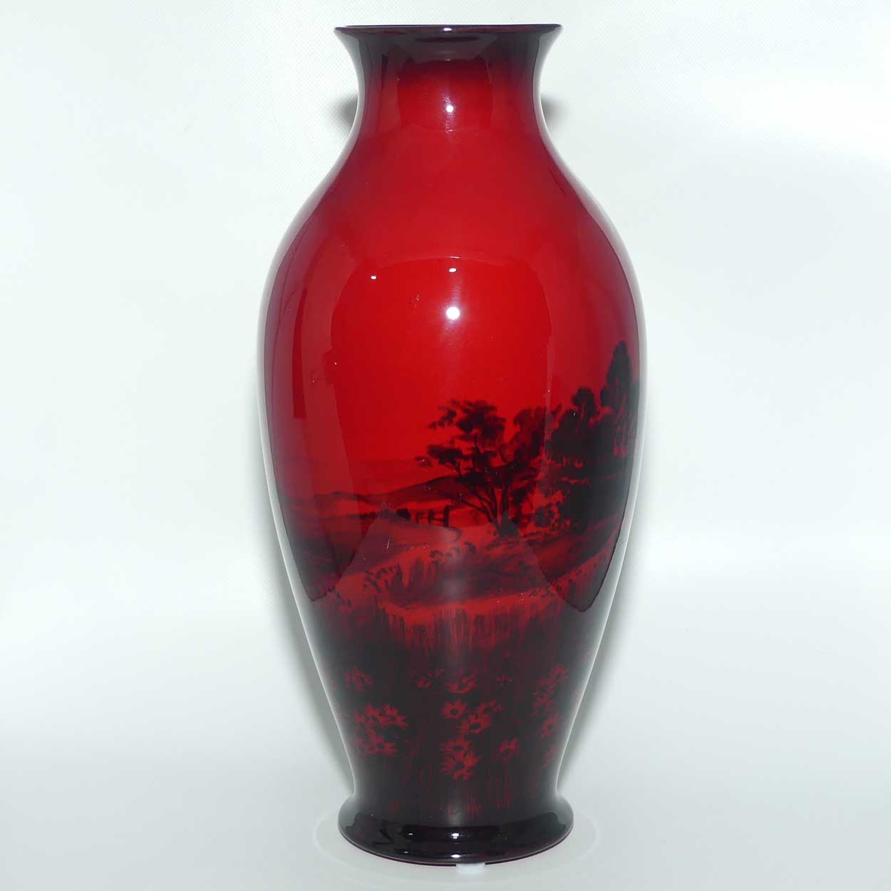 Royal Doulton Flambe bulbous shape vase | Thatched Cottage Farmhouse and Daisies | Shape 7798