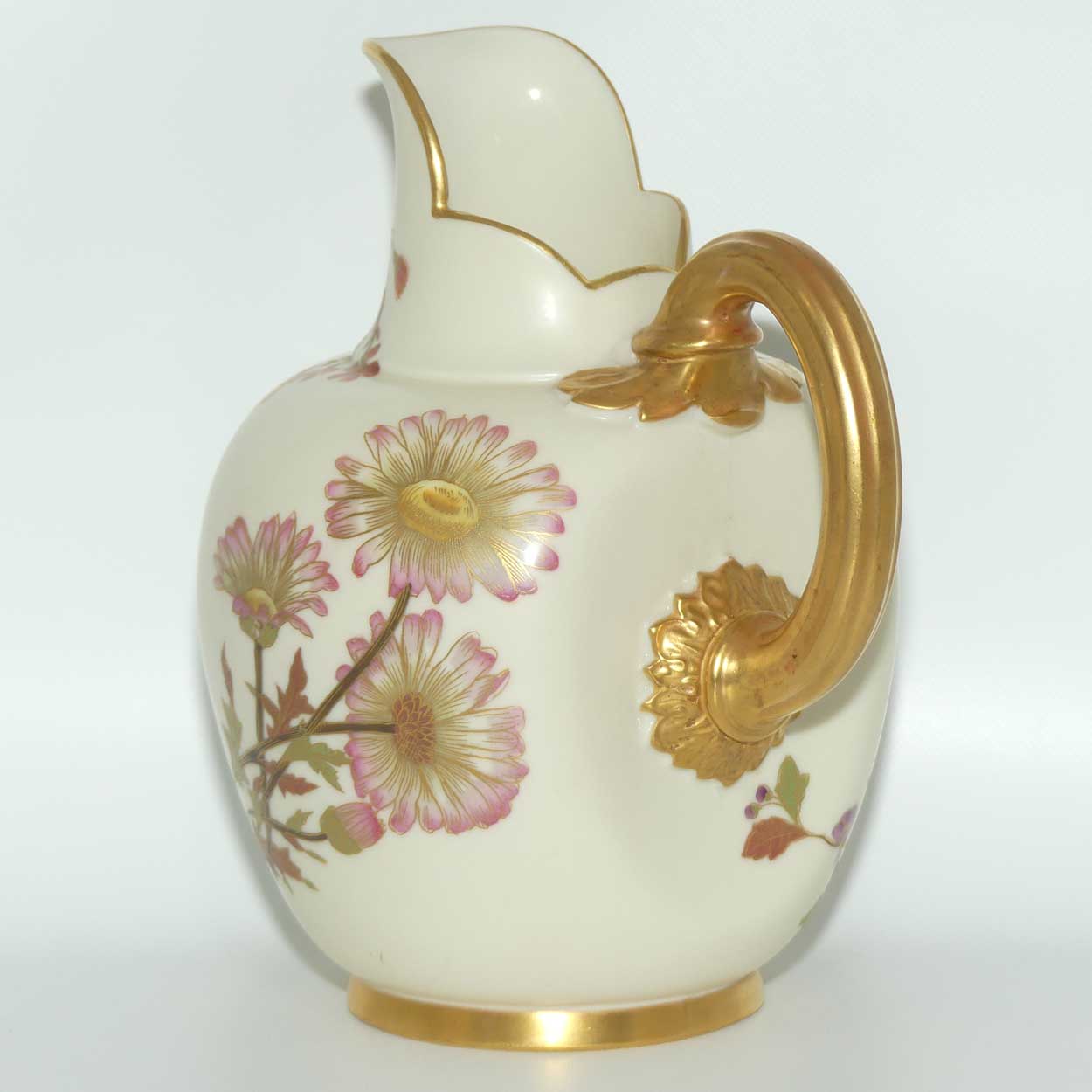Royal Worcester Blush Ivory hand painted flatback Daisy jug (Large)