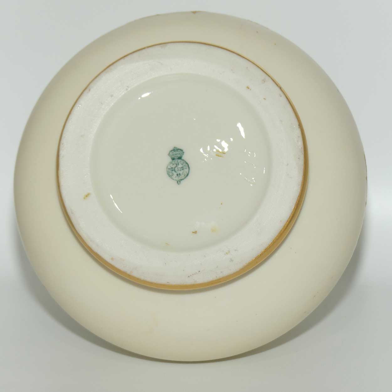 Royal Worcester Blush Ivory hand painted bulbous gilt vase