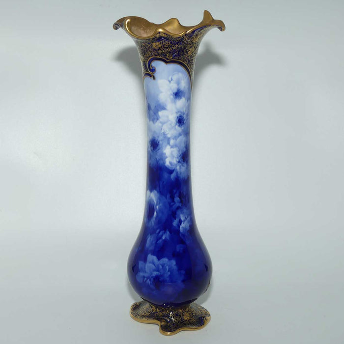 Doulton Burslem classical Blue and White floral vase | Art Nouveau shape