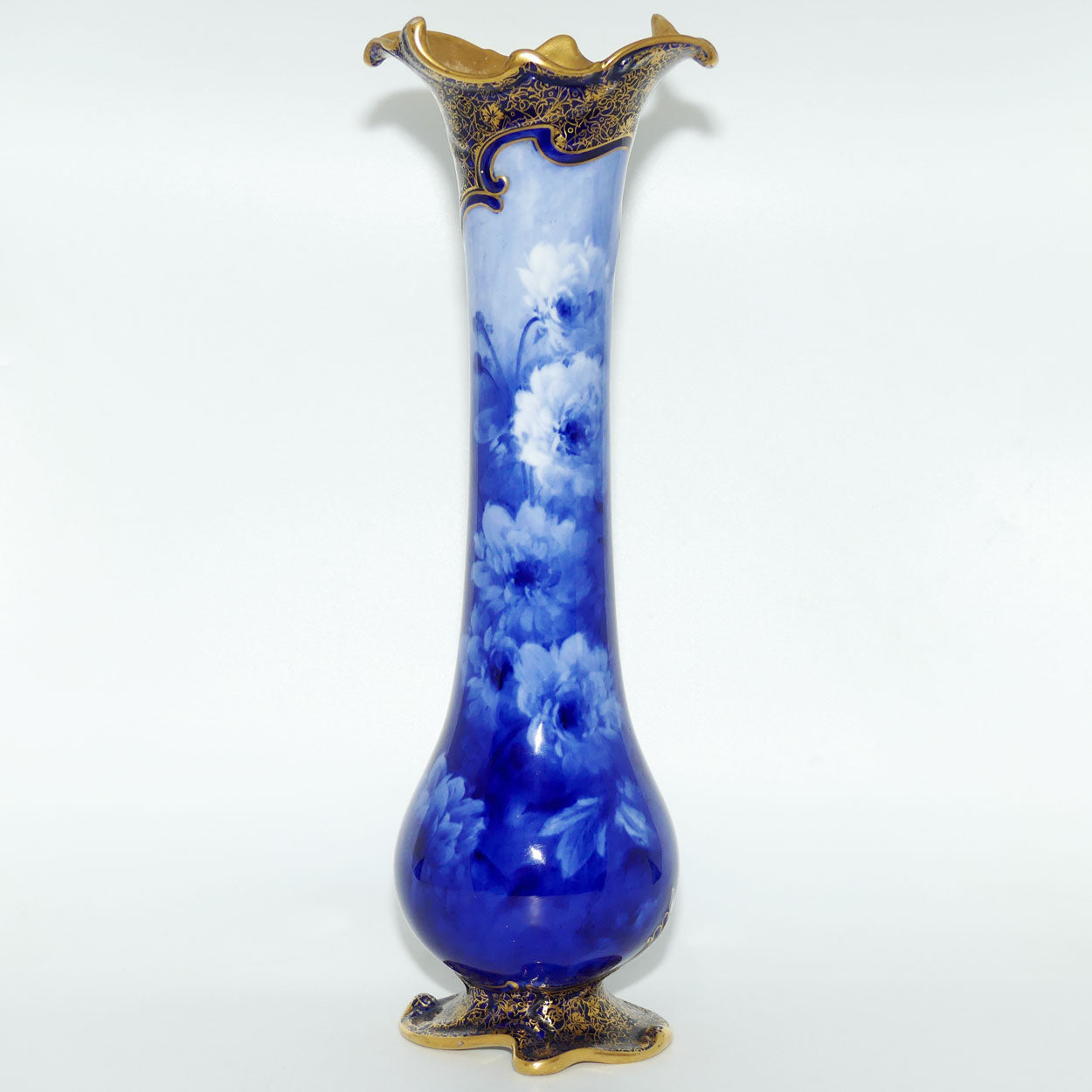 Doulton Burslem classical Blue and White floral vase | Art Nouveau shape