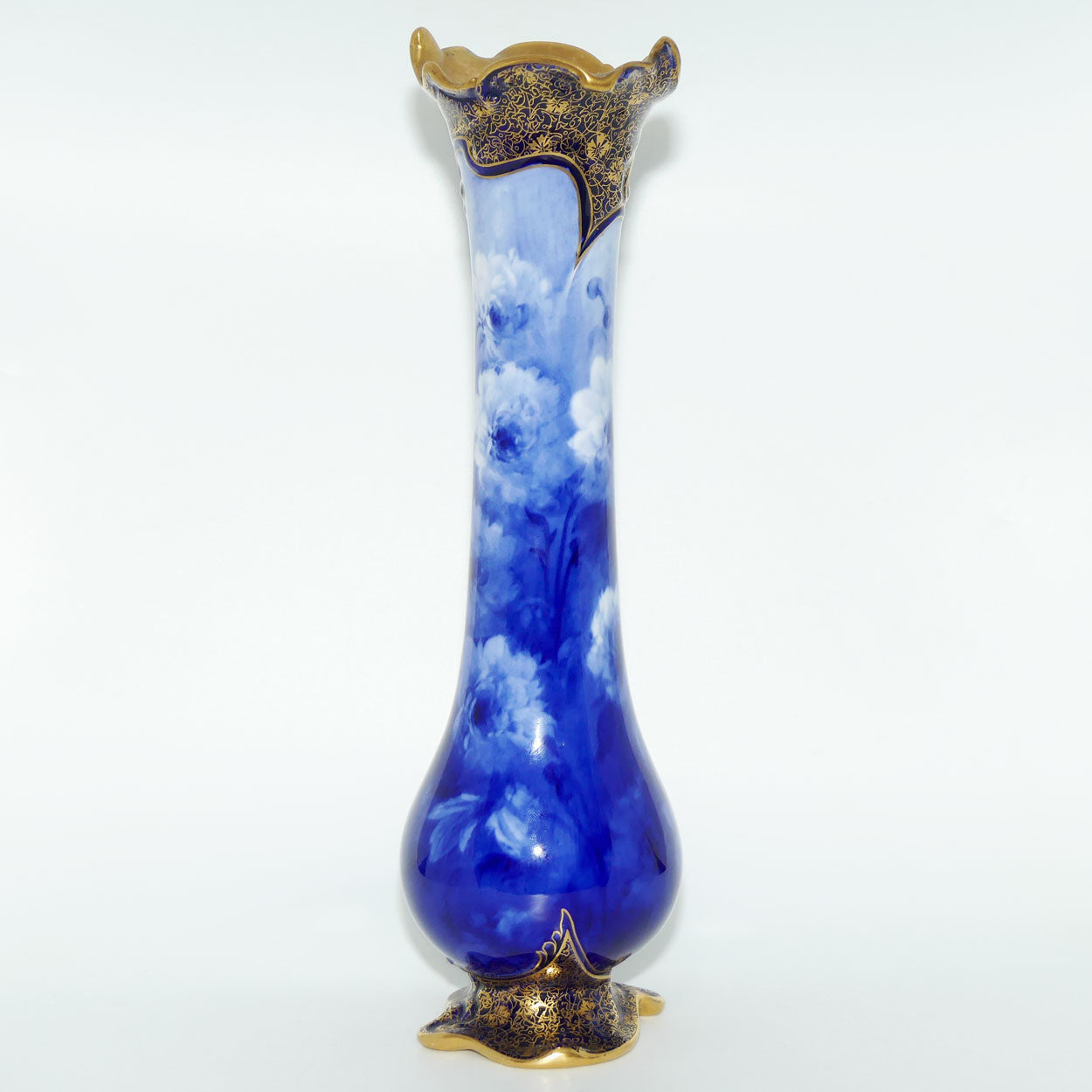 Doulton Burslem classical Blue and White floral vase | Art Nouveau shape