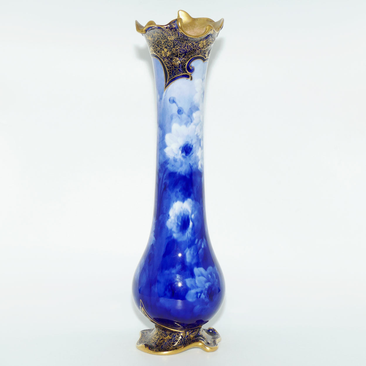 Doulton Burslem classical Blue and White floral vase | Art Nouveau shape