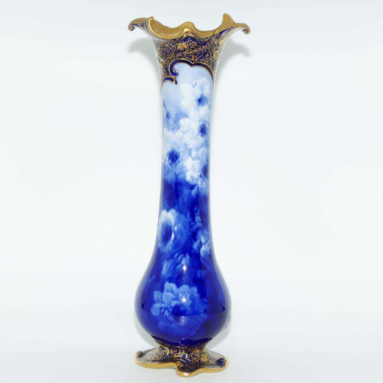 Doulton Burslem classical Blue and White floral vase | Art Nouveau shape