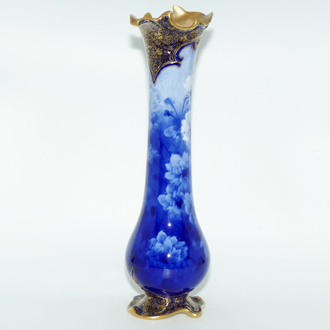 Doulton Burslem classical Blue and White floral vase | Art Nouveau shape
