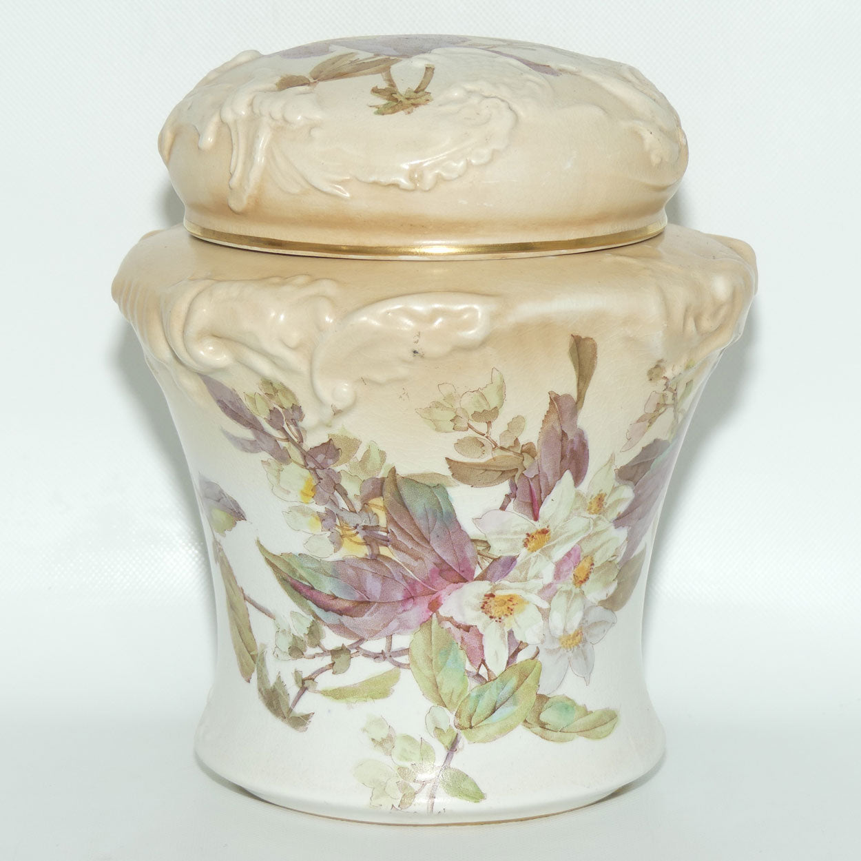 Doulton Burslem Blush Ivory and Floral Lidded Biscuit Barrel
