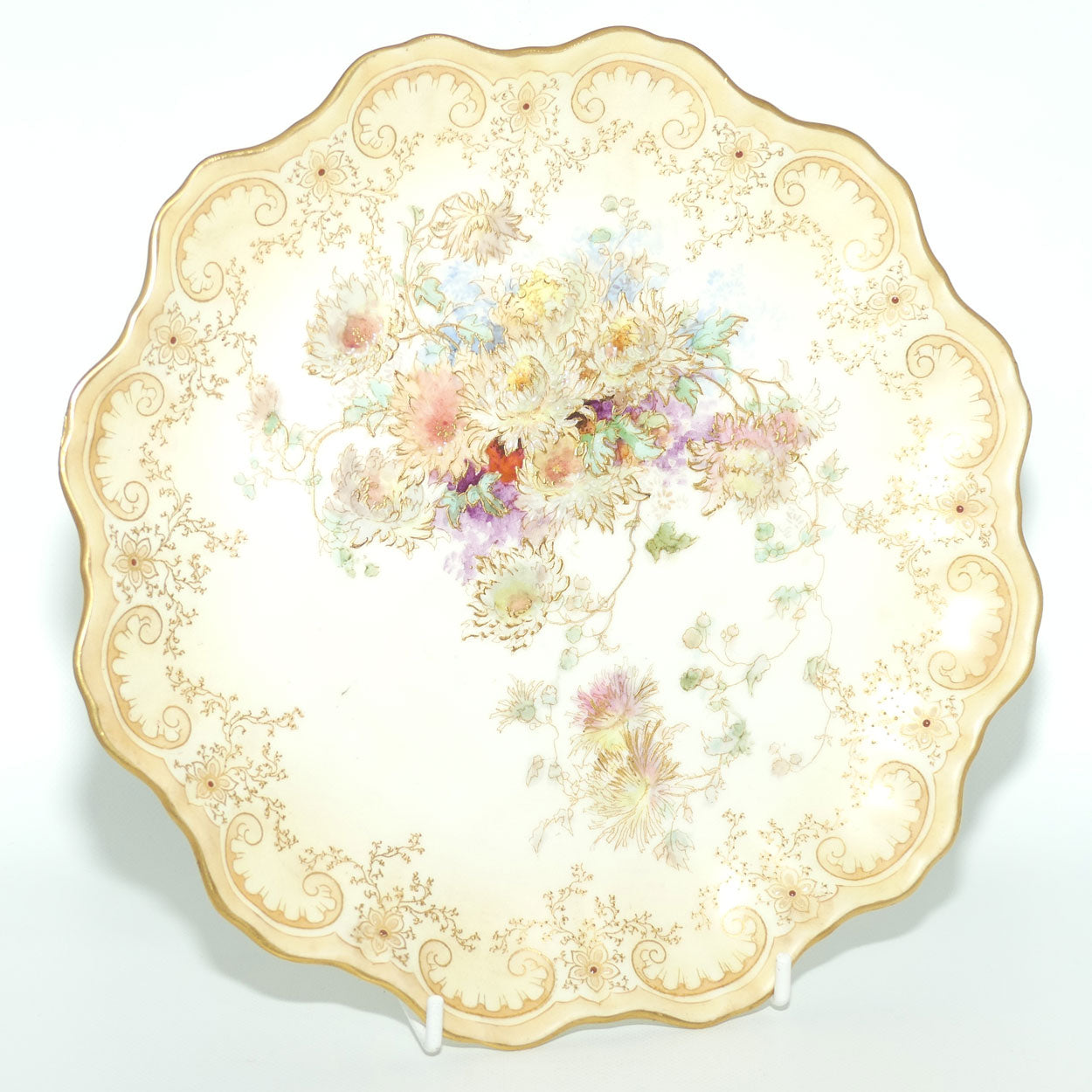 Doulton Burslem Floral plate with gilt tubelining #1