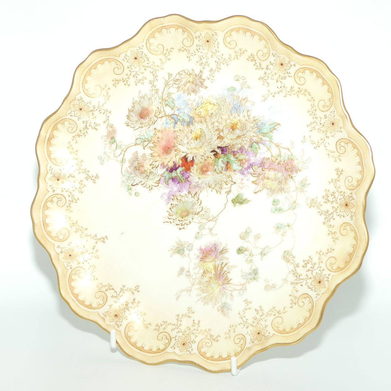Doulton Burslem Floral plate with gilt tubelining #1