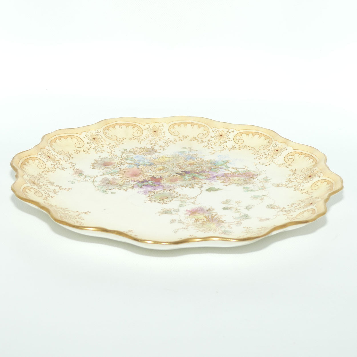Doulton Burslem Floral plate with gilt tubelining #1