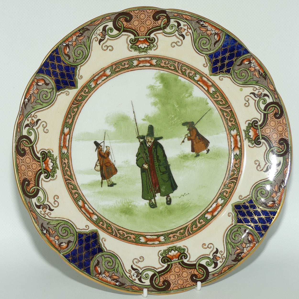 Doulton Burslem Isaac Walton Gallant Fishers Jedo border plate D2420 | #2 Green Coat