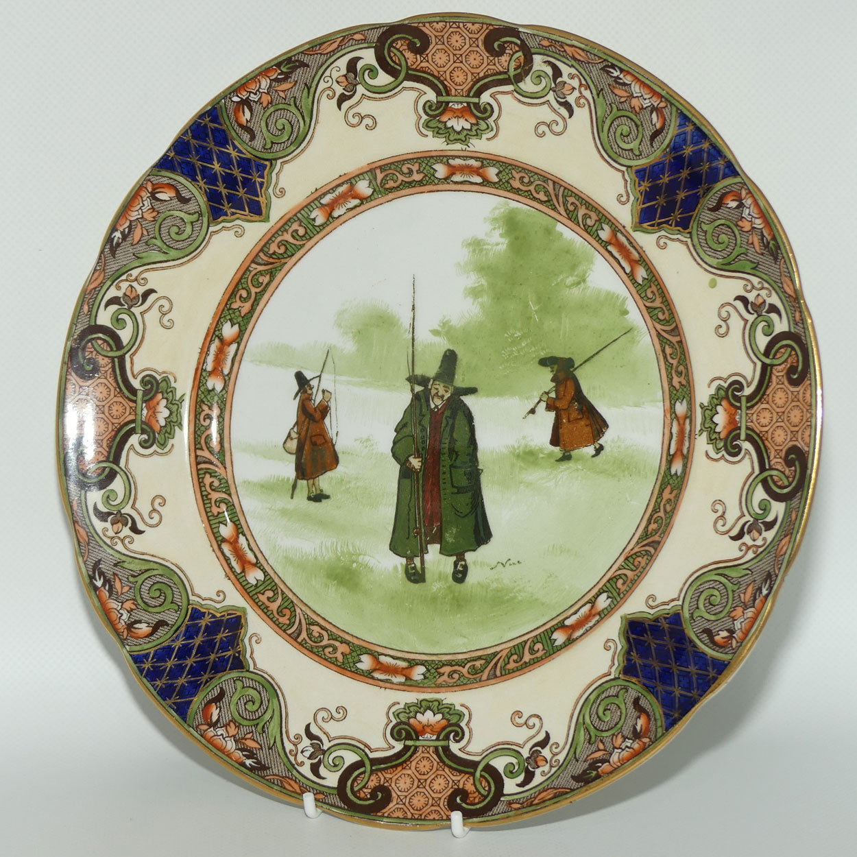 Doulton Burslem Isaac Walton Gallant Fishers Jedo border plate D2420 | #2 Green Coat