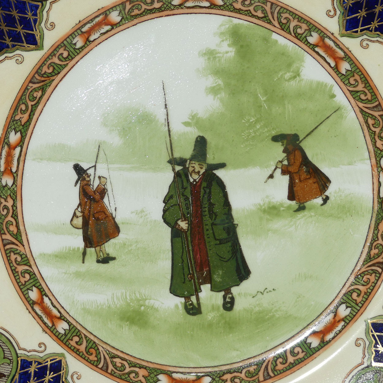 Doulton Burslem Isaac Walton Gallant Fishers Jedo border plate D2420 | #2 Green Coat
