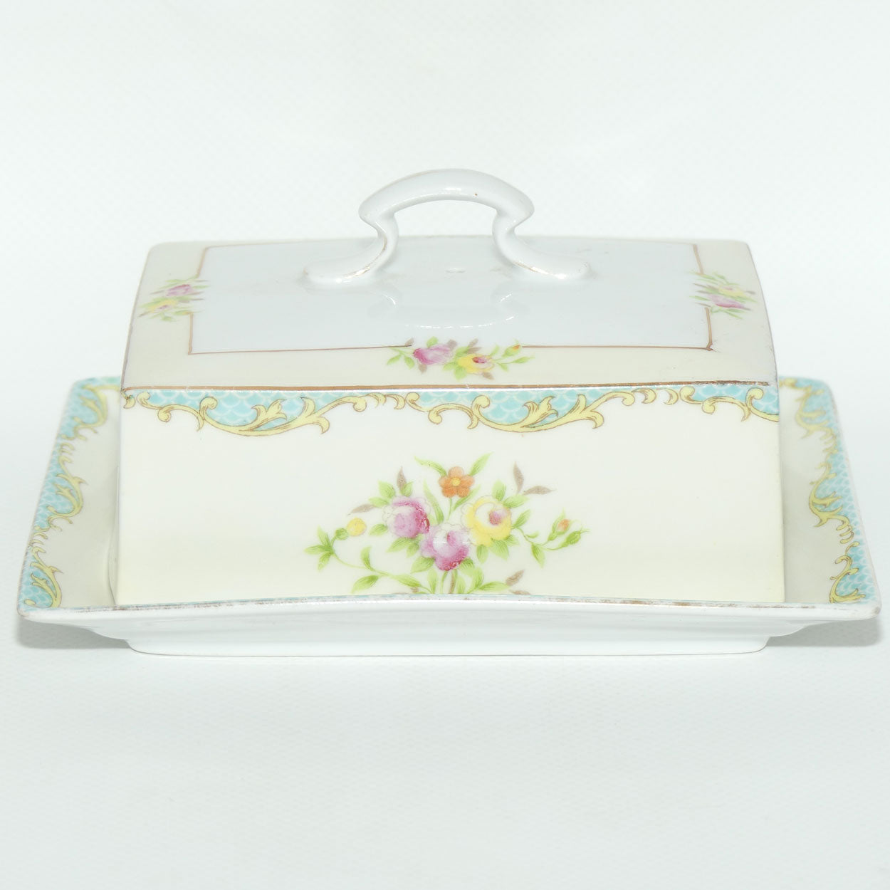 Vintage Retro Noritake Japan floral design butter dish and cover