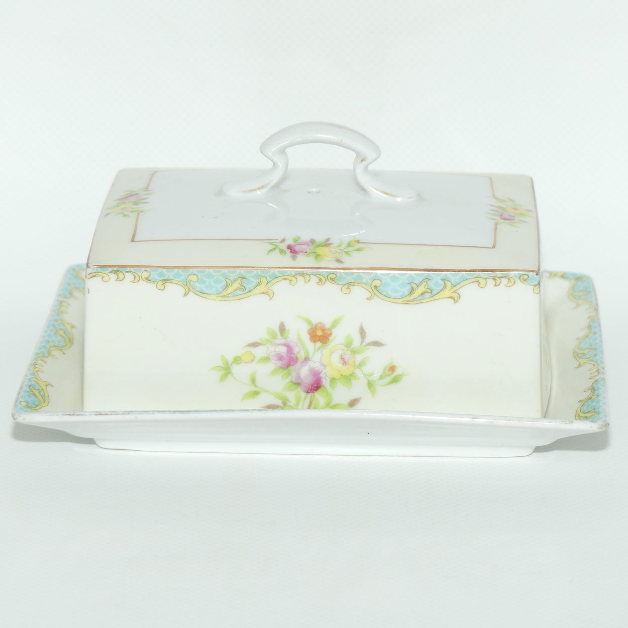 Vintage Retro Noritake Japan floral design butter dish and cover