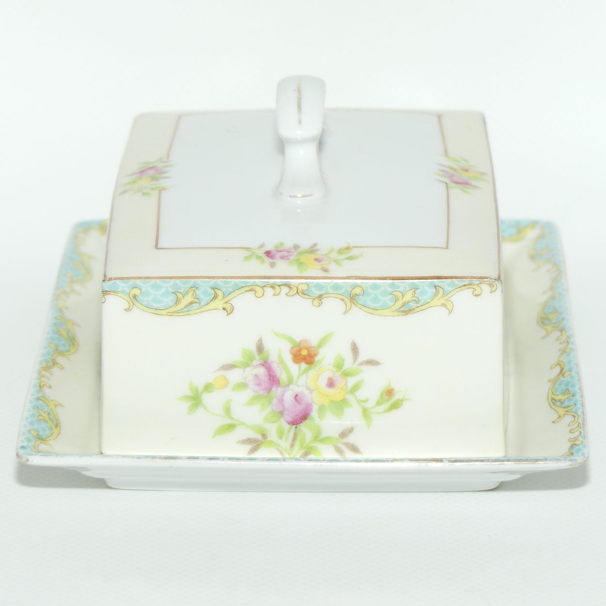 Vintage Retro Noritake Japan floral design butter dish and cover