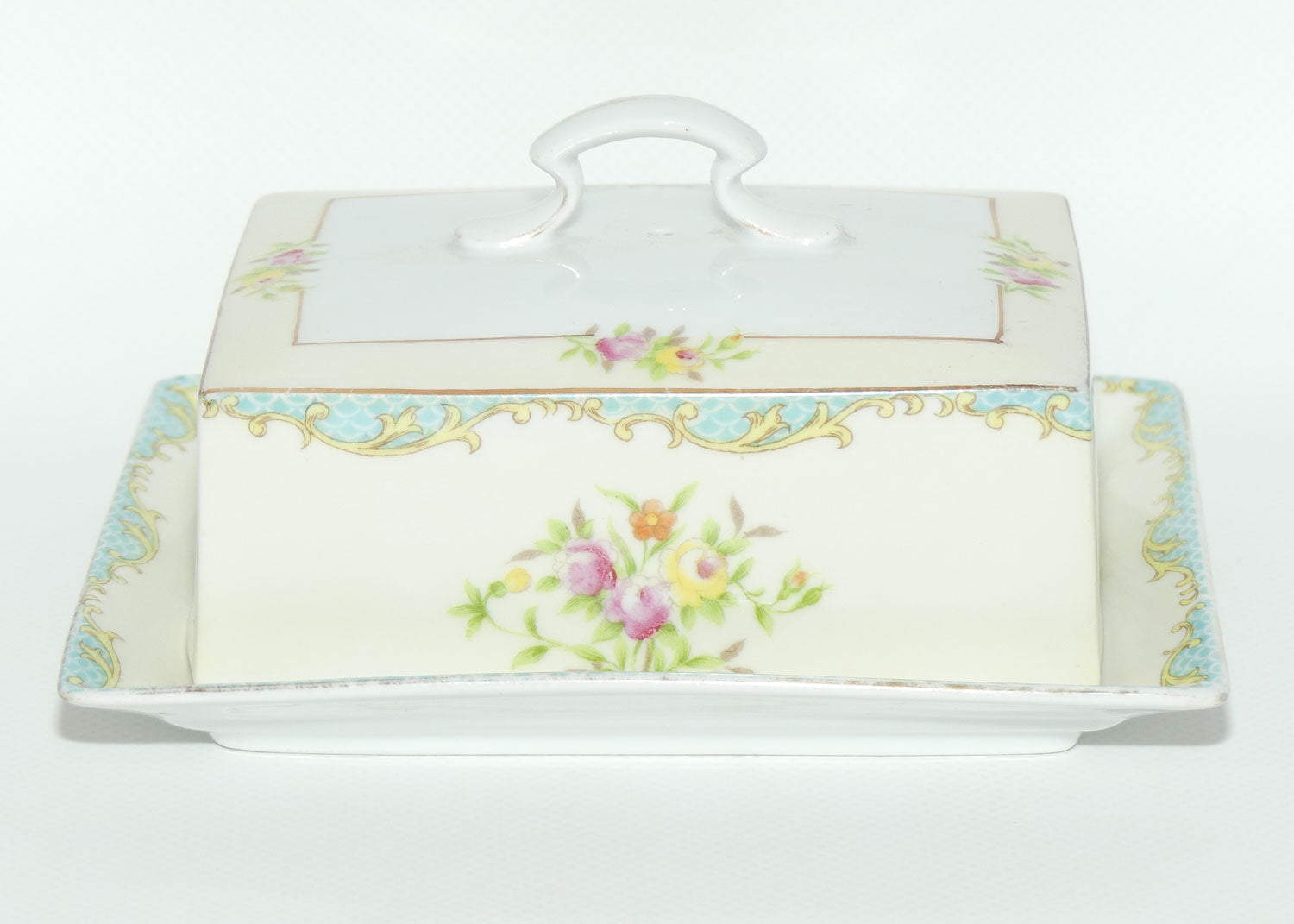Vintage Retro Noritake Japan floral design butter dish and cover