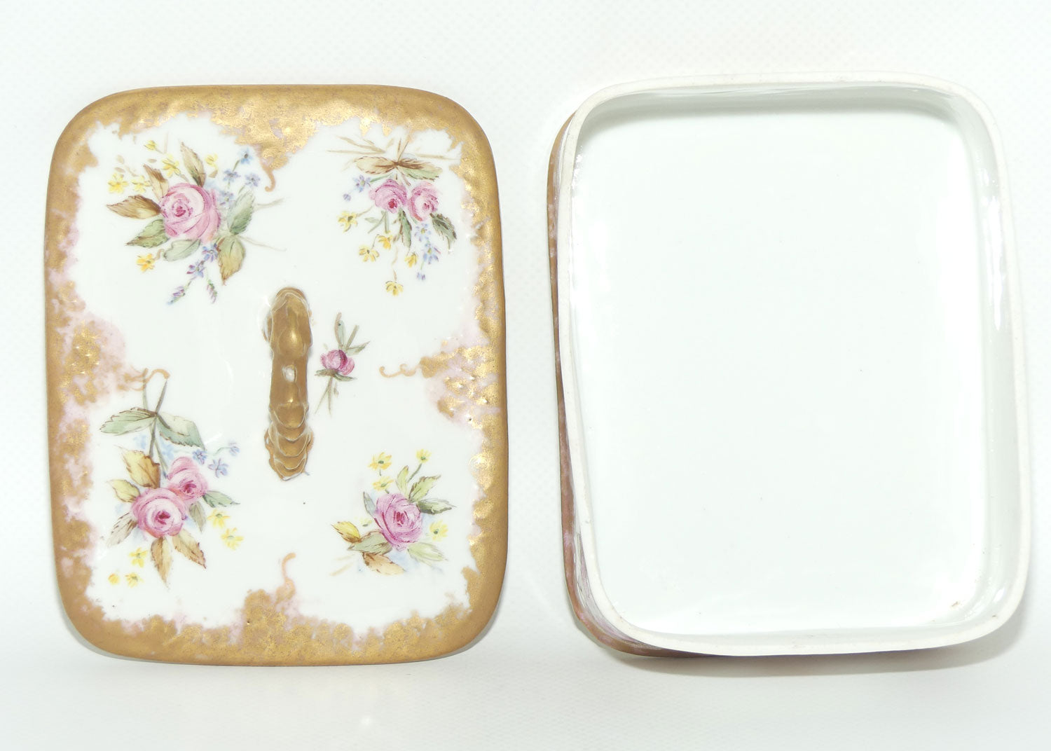 Early Australian China Painted  butter dish and cover on tray | Roses | unmarked Ethel L Thomas