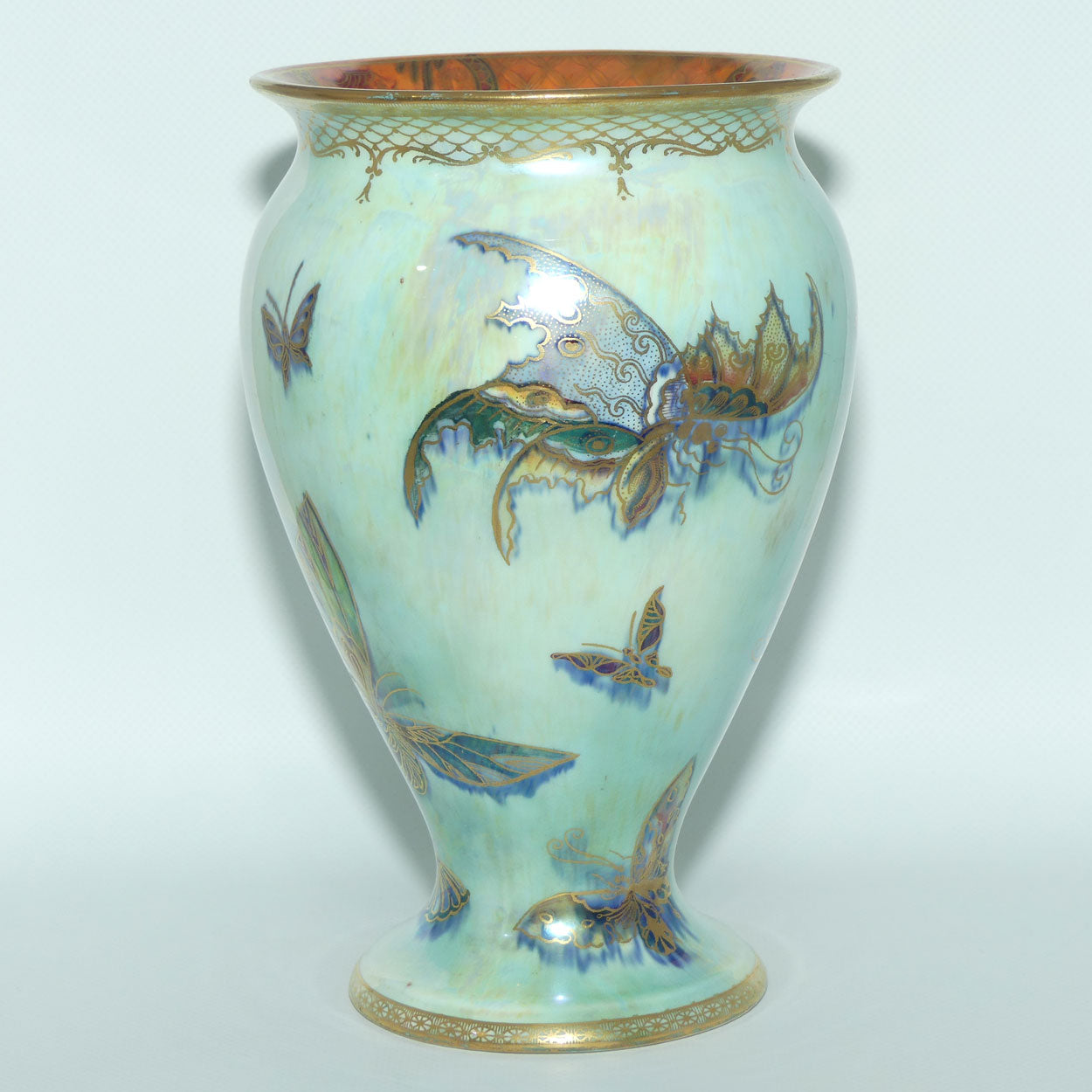 Wedgwood Lustre by Daisy Makeig Jones | Grotesque Butterflies | Pale Blue Mother of Pearl Ground