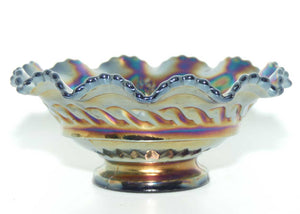 Australian Carnival Glass | Dark Butterfly and Bower footed bowl