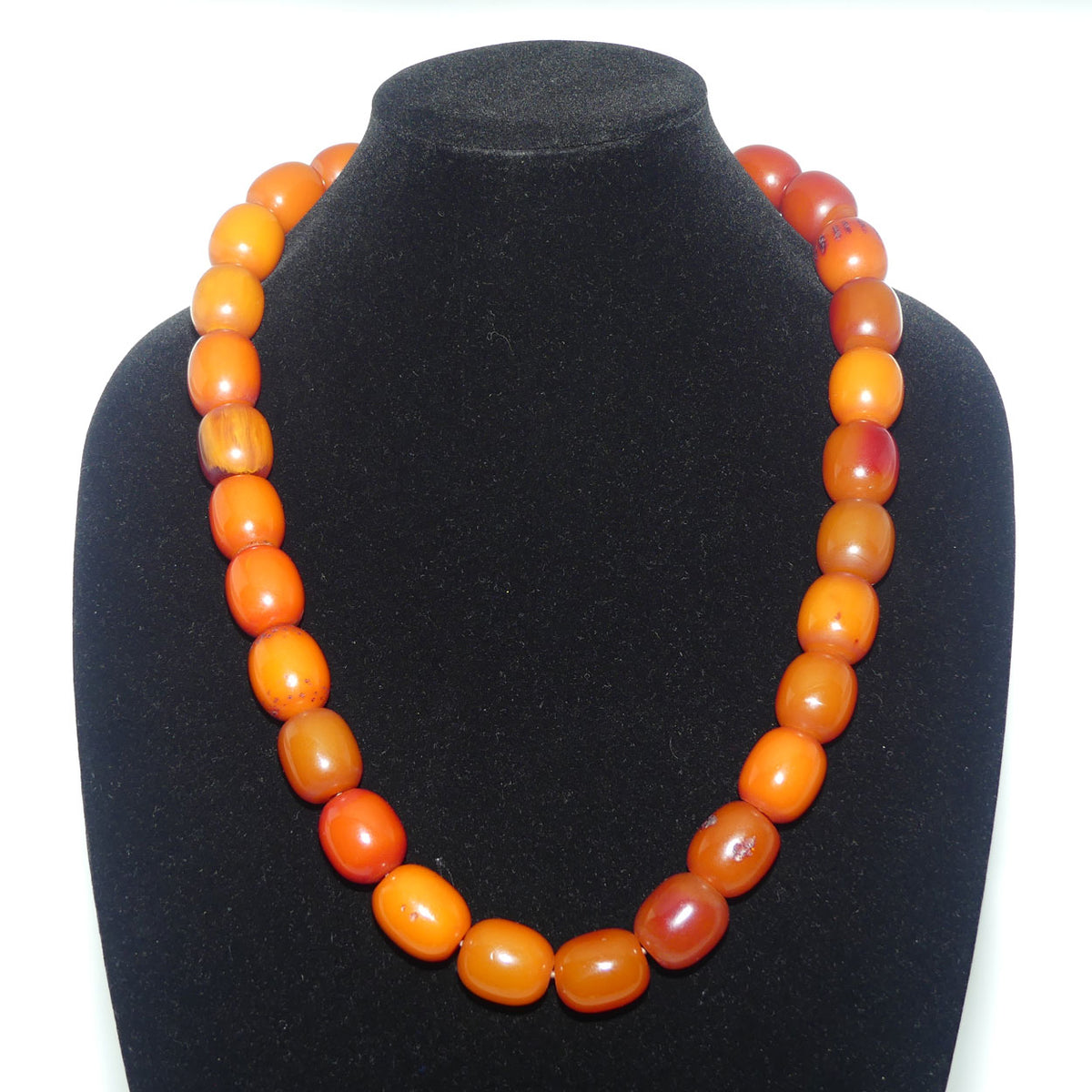 Very Heavy Antique set of Butterscotch Amber beads - strung on cord | 70cm total length