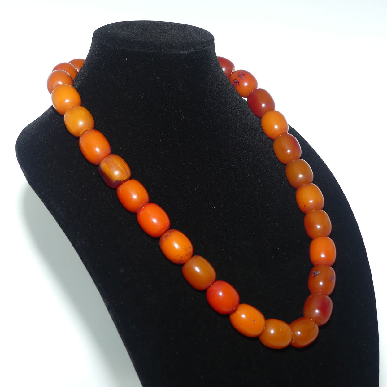 Very Heavy Antique set of Butterscotch Amber beads - strung on cord | 70cm total length