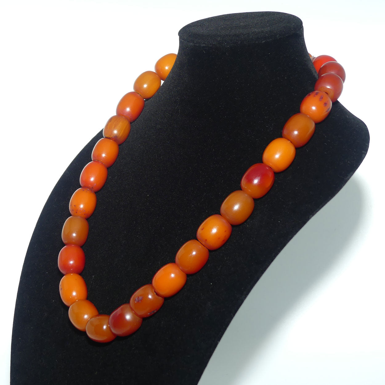 Very Heavy Antique set of Butterscotch Amber beads - strung on cord | 70cm total length