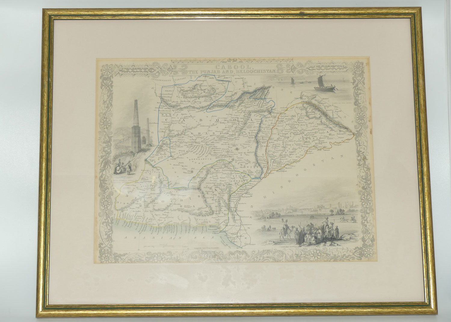 Antiquarian Map | Cabool, The Punjab and Beloochistan by John Tallis
