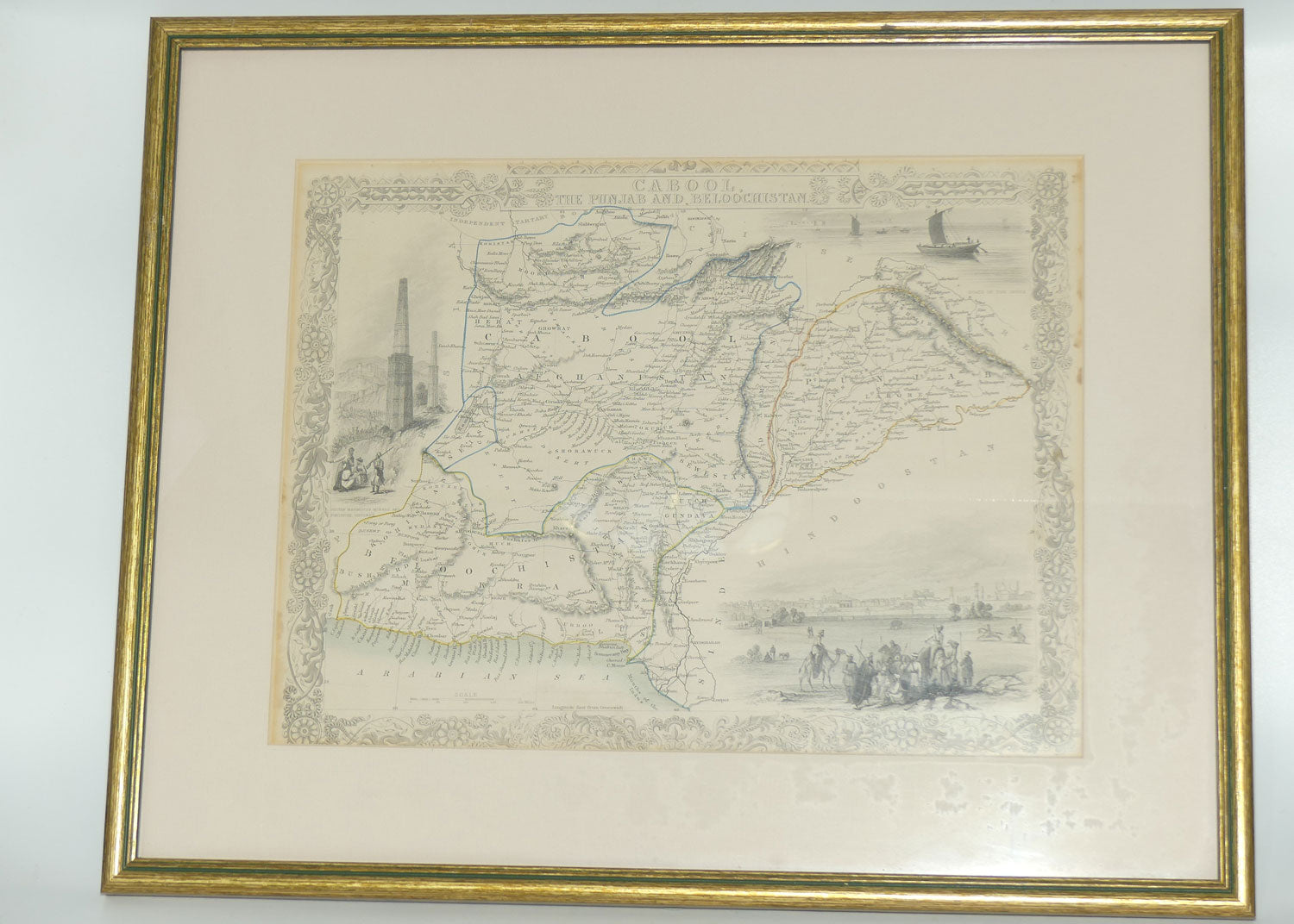 Antiquarian Map | Cabool, The Punjab and Beloochistan by John Tallis