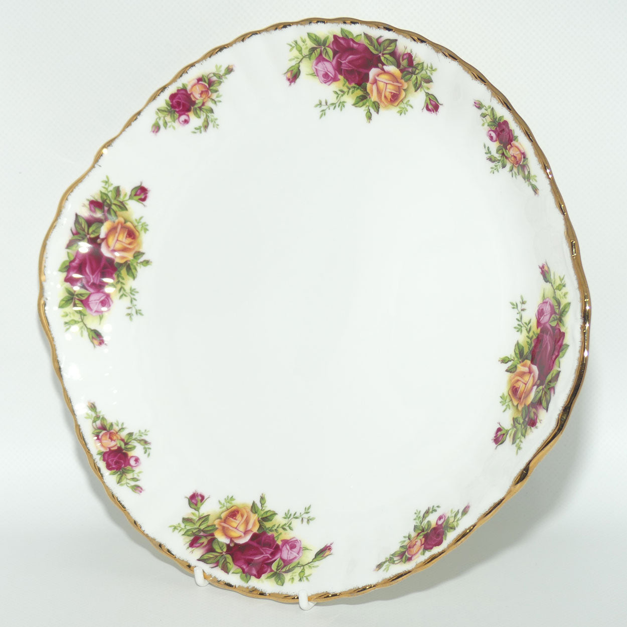 Royal Albert Bone China England Old Country Roses handled cake plate | #2 | © 1962 Royal Albert Ltd backstamp
