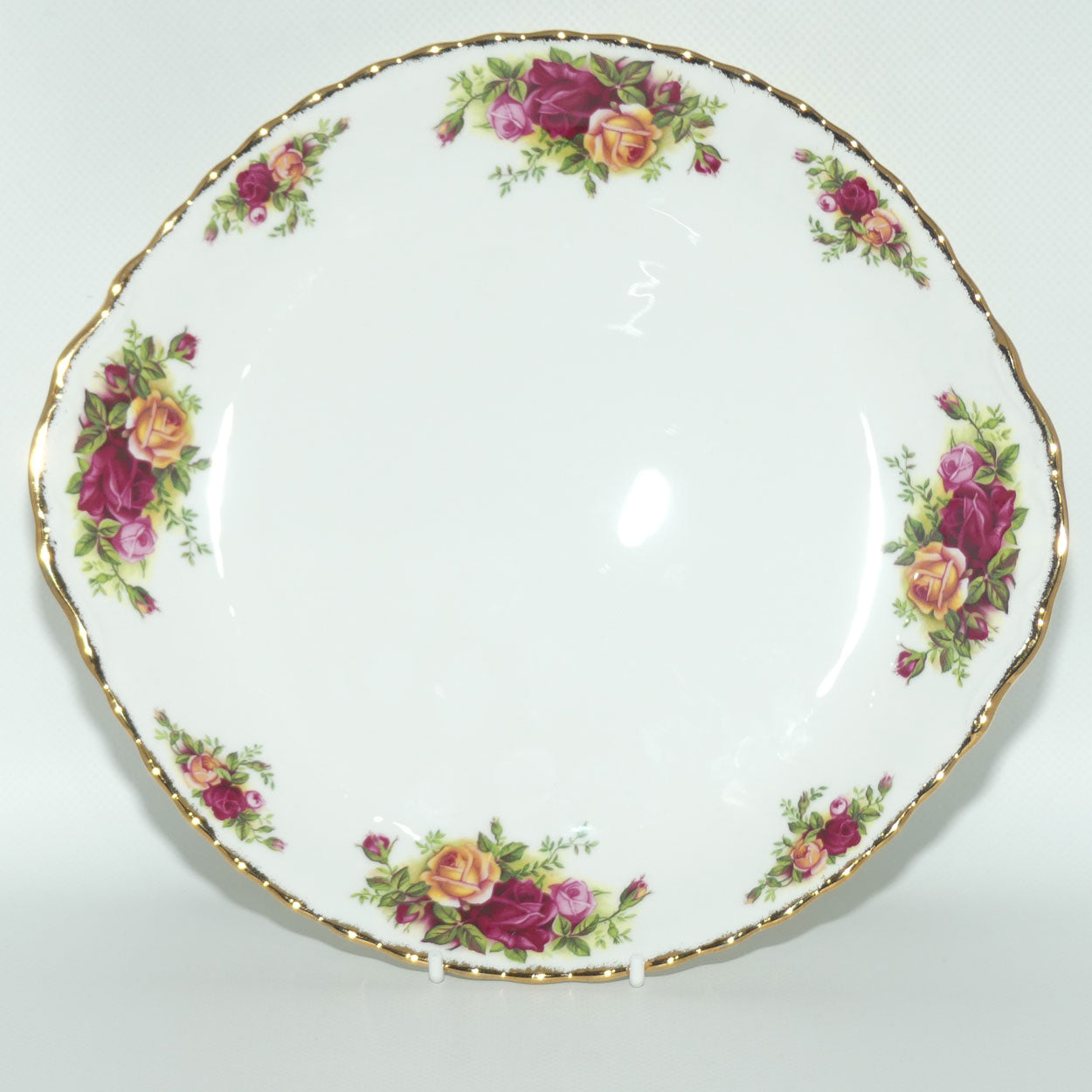 Royal Albert Bone China England Old Country Roses handled cake plate | #2 | © 1962 Royal Albert Ltd backstamp