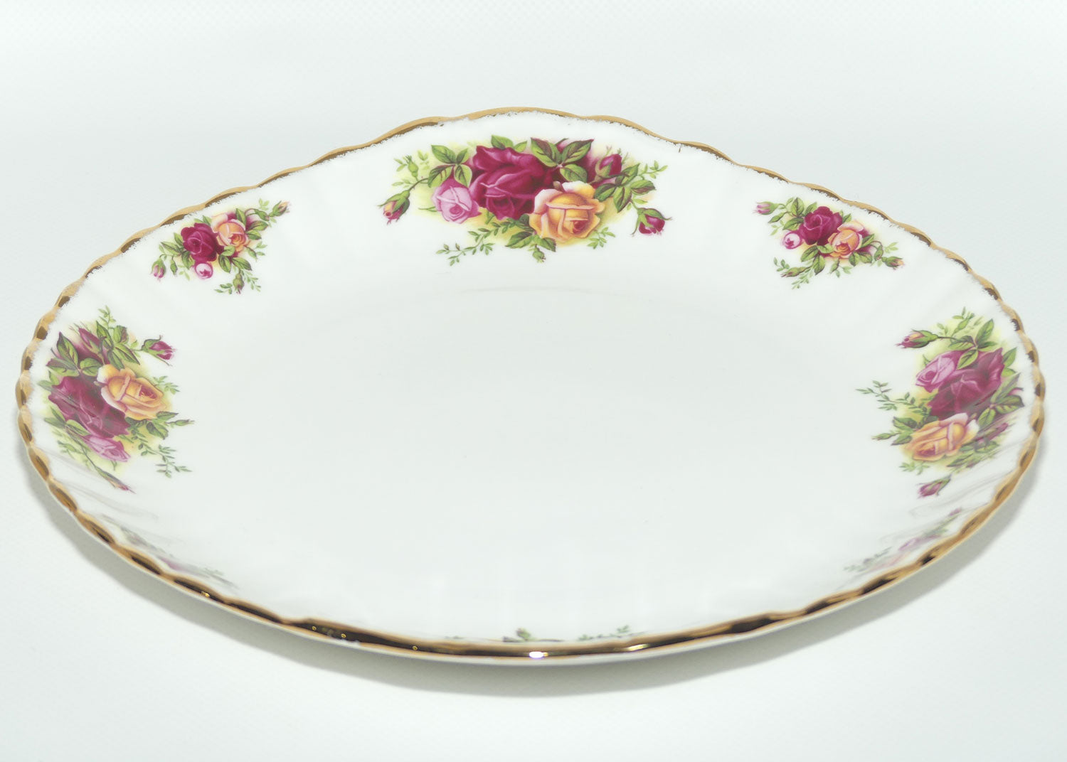 Royal Albert Bone China England Old Country Roses handled cake plate | #2 | © 1962 Royal Albert Ltd backstamp