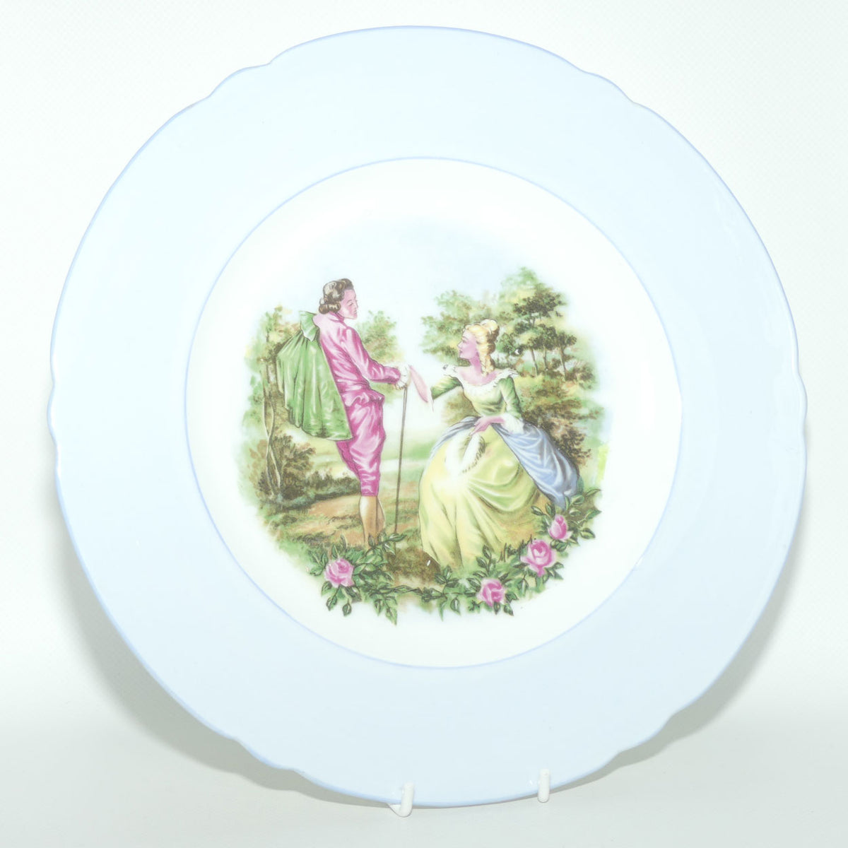 Shelley England Courting Scene Cameo plate | Blue border