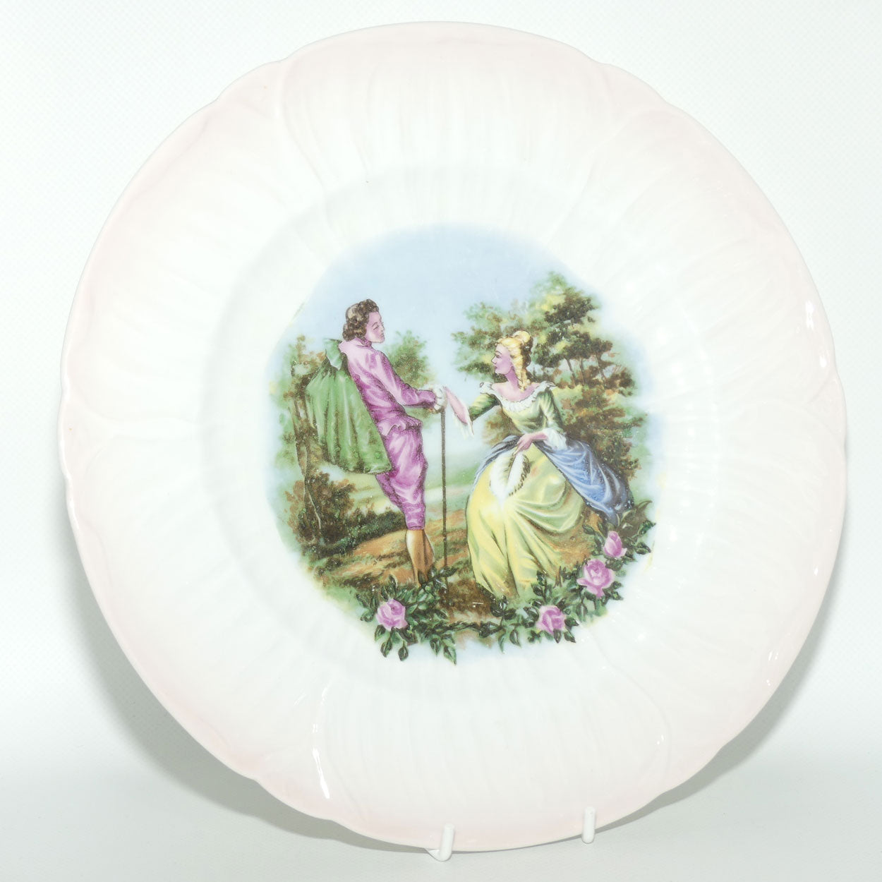 Shelley England Courting Scene Cameo plate | Pink border | Oleander