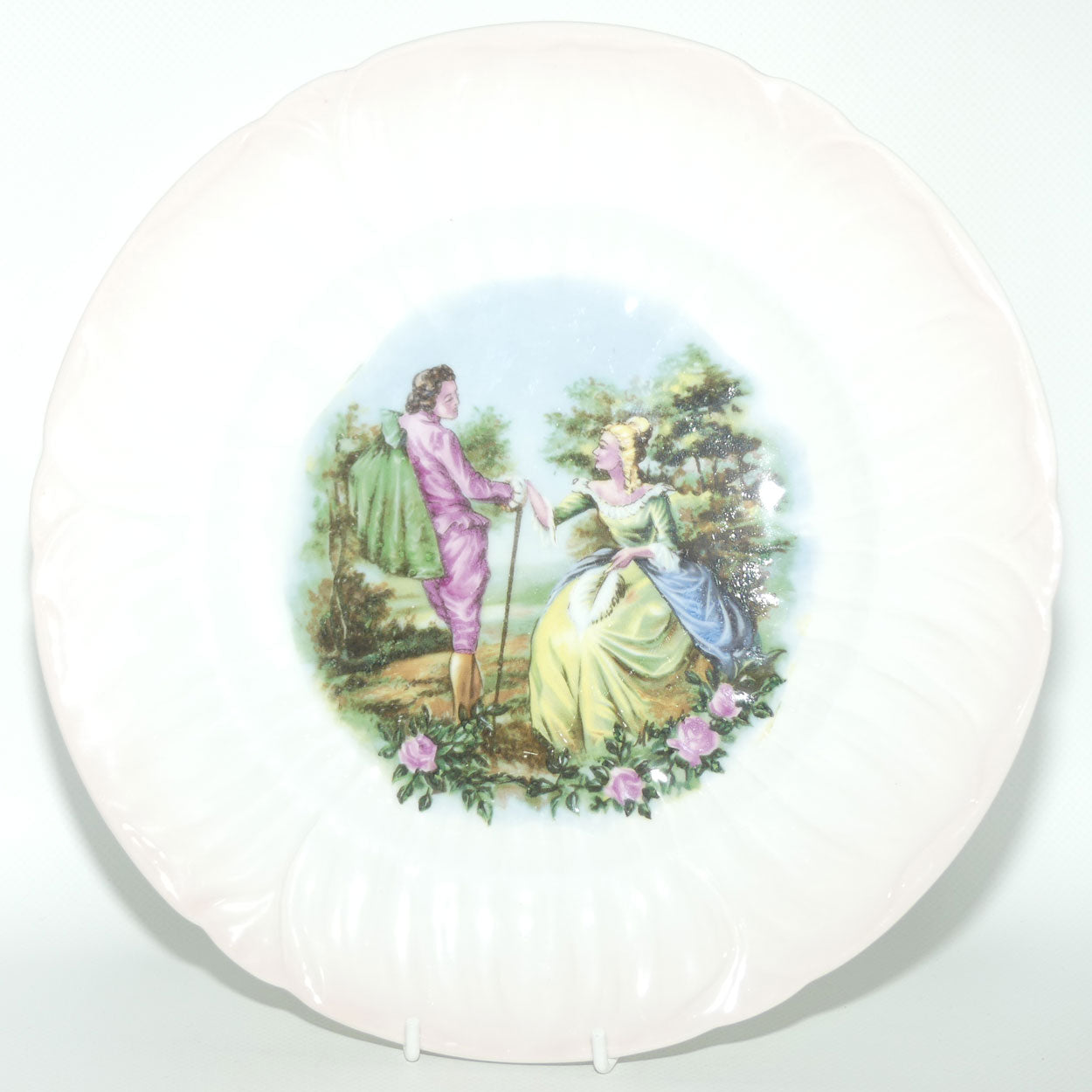 Shelley England Courting Scene Cameo plate | Pink border | Oleander