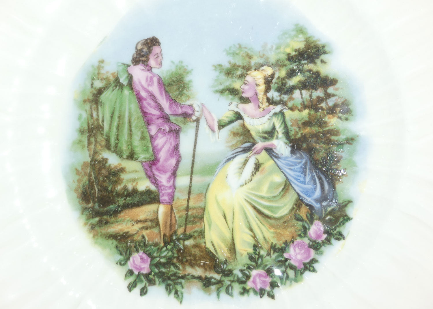 Shelley England Courting Scene Cameo plate | Pink border | Oleander