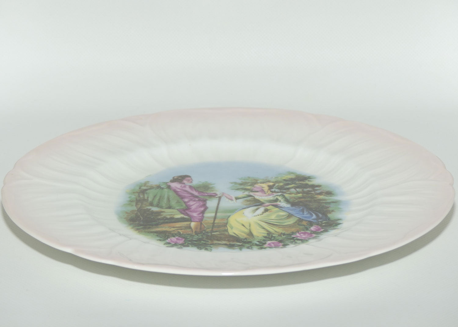 Shelley England Courting Scene Cameo plate | Pink border | Oleander