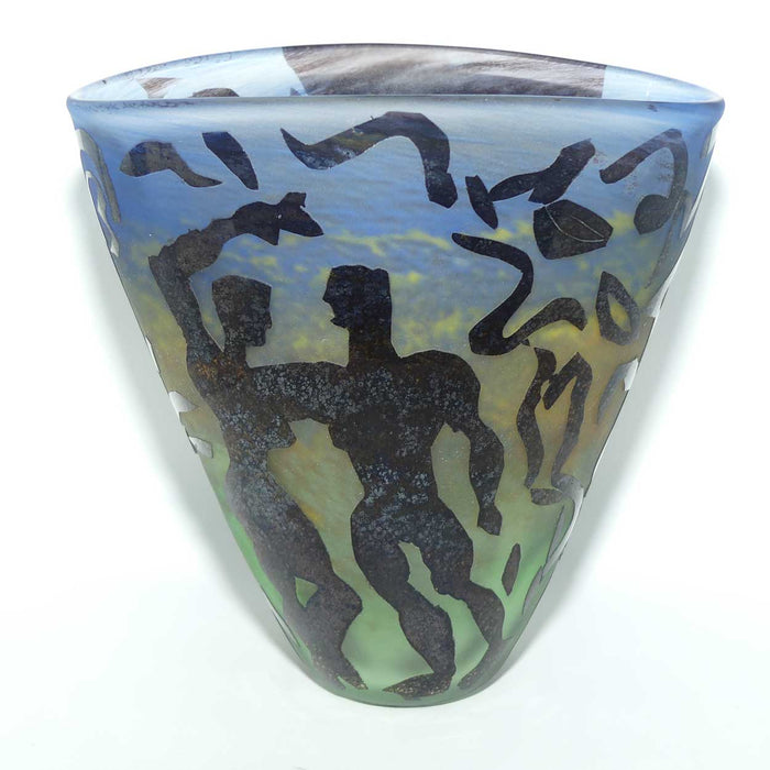 Australian Art Glass | Mark Kalifa 87 signed cameo glass vase in the style of Bertil Vallien