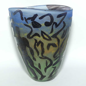 Australian Art Glass | Mark Kalifa 87 signed cameo glass vase in the style of Bertil Vallien