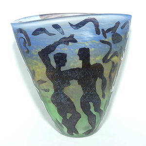 Australian Art Glass | Mark Kalifa 87 signed cameo glass vase in the style of Bertil Vallien