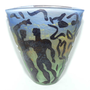 Australian Art Glass | Mark Kalifa 87 signed cameo glass vase in the style of Bertil Vallien