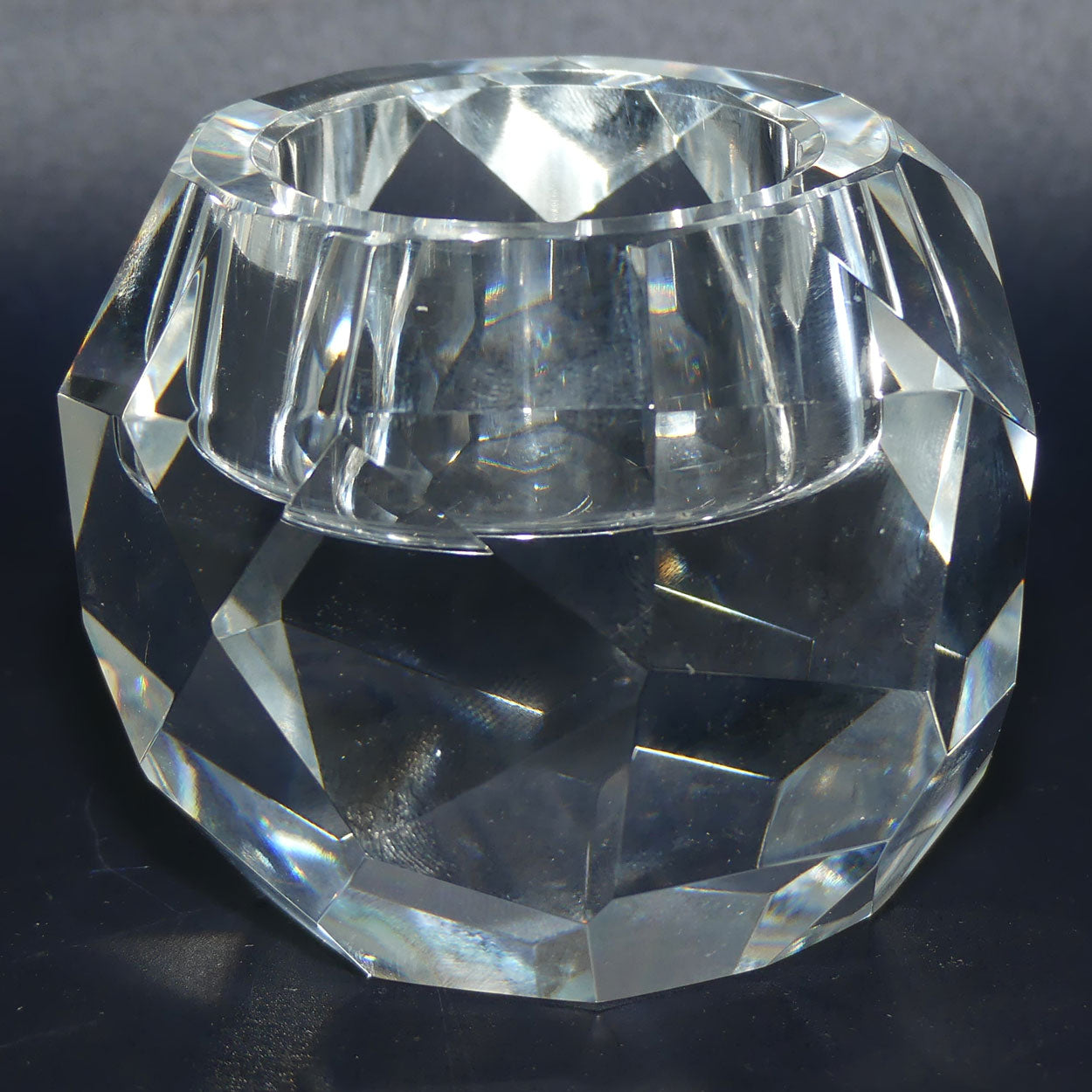 Oleg Cassini heavy cut crystal tea light holder