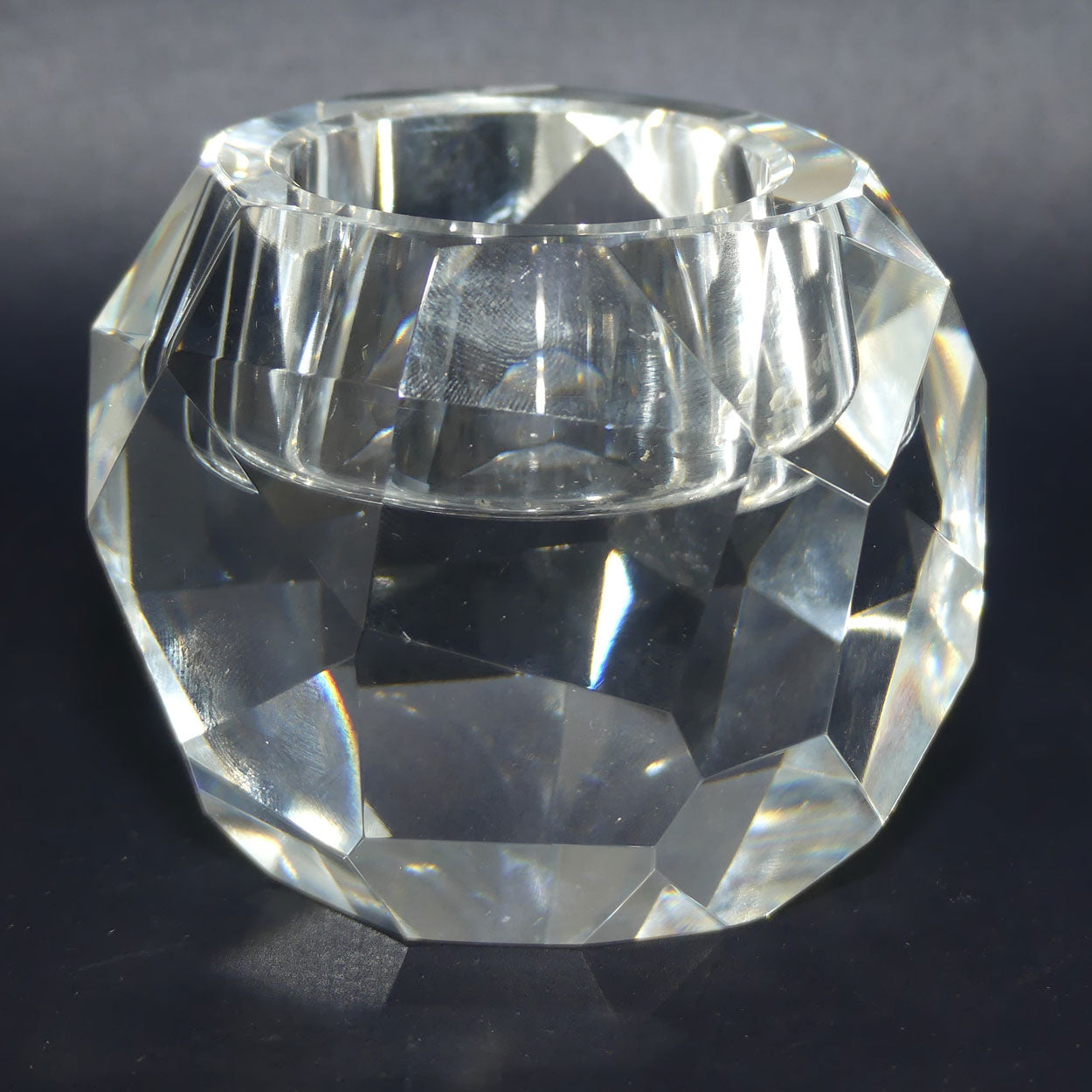 Oleg Cassini heavy cut crystal tea light holder
